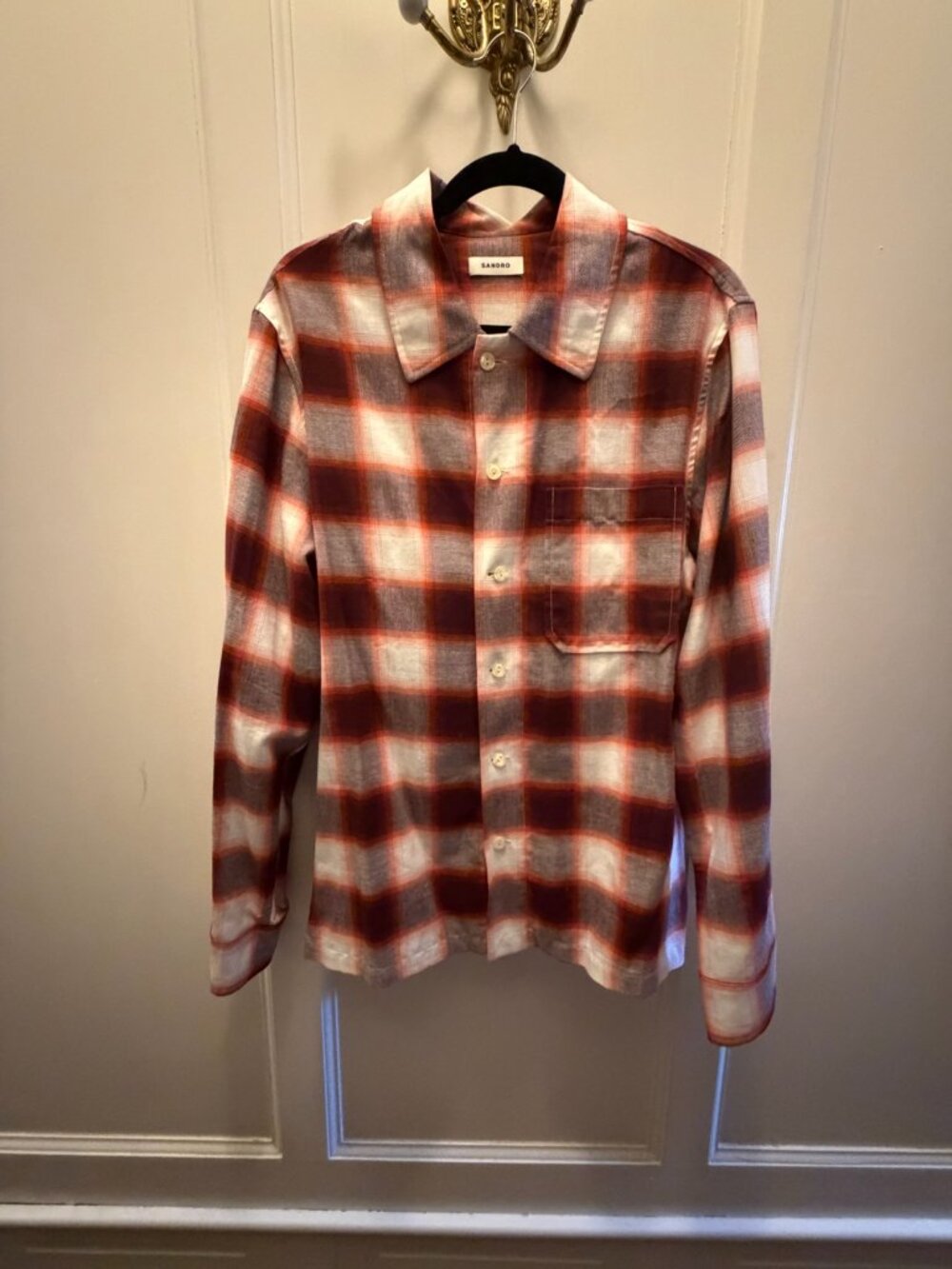 NEW WITH TAGS - Sandro Men's Checked Button-Up Dress Shirt - size L